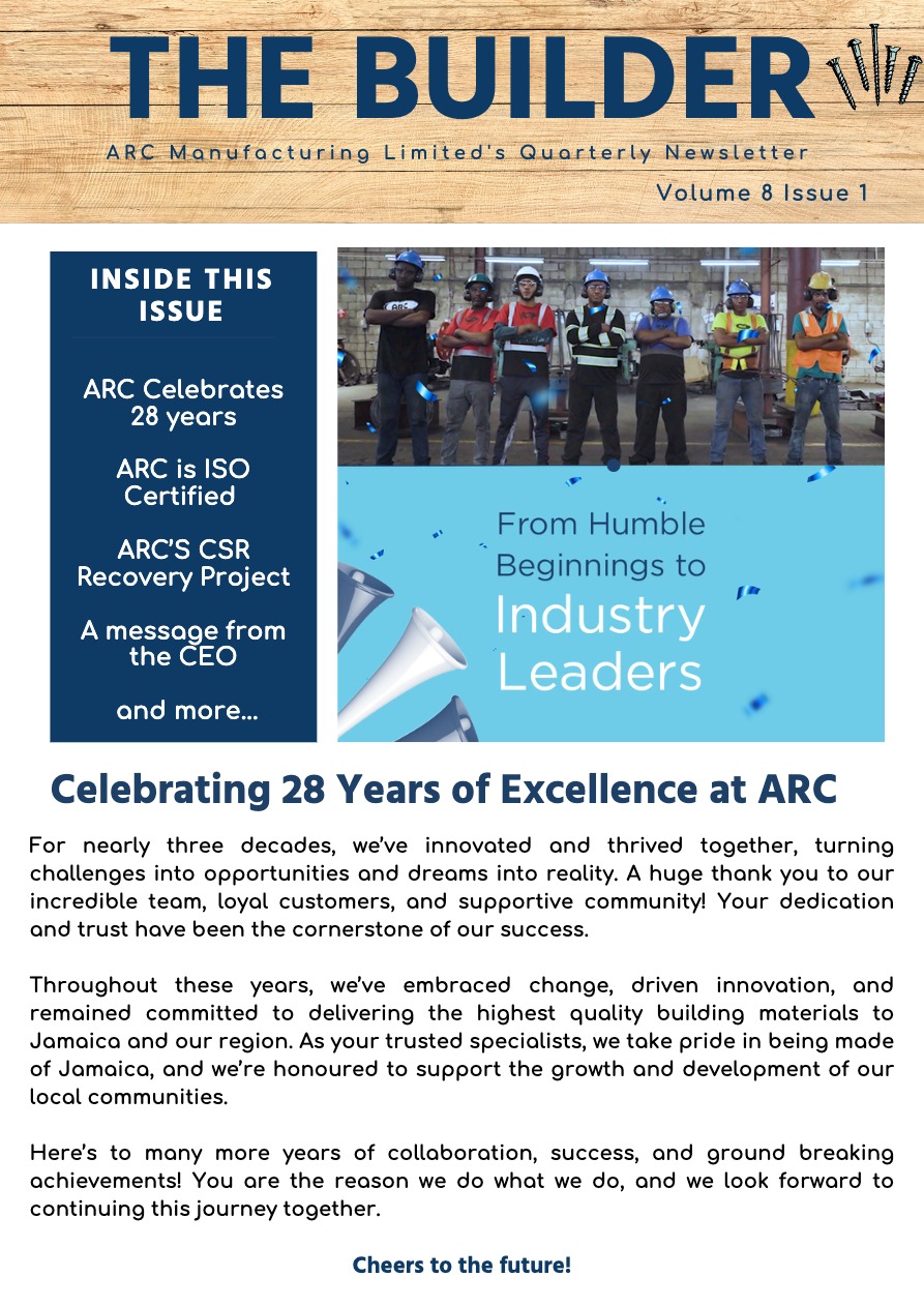 arc newsletter cover, the builder