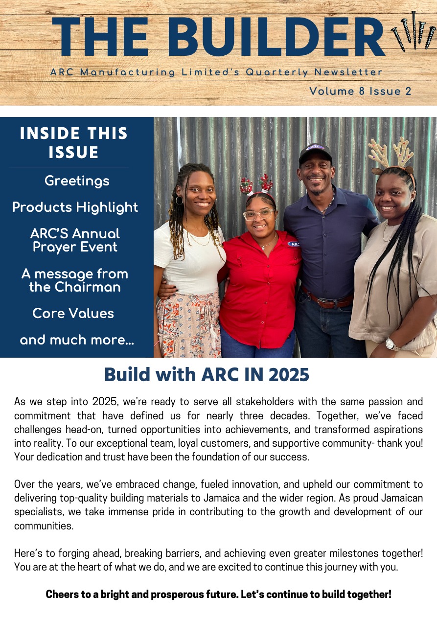 arc newsletter cover, the builder